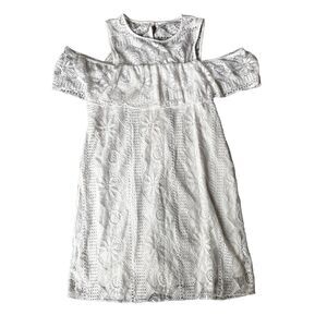 Francescas Miami Dress Sz L White Cold Shoulder Lace Above Knee Summer Beach